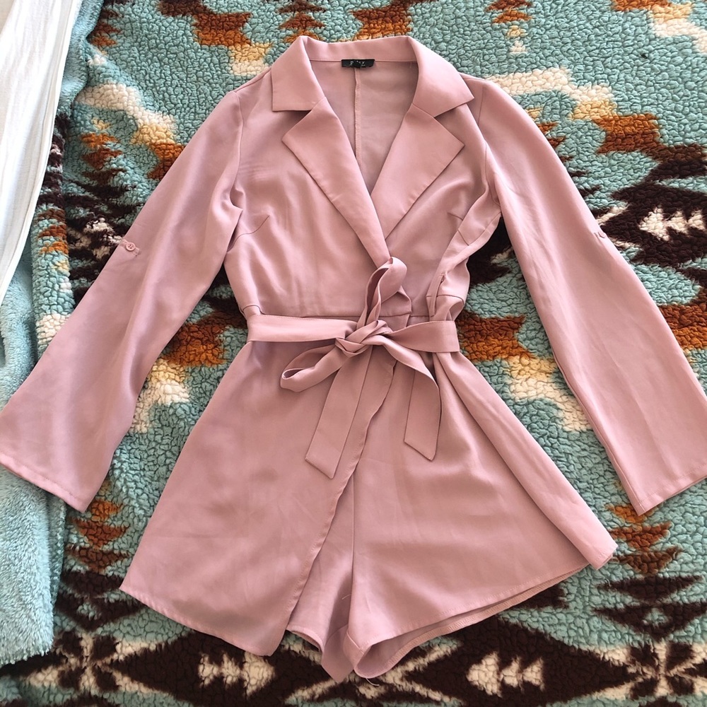 Pink romper shorts dress